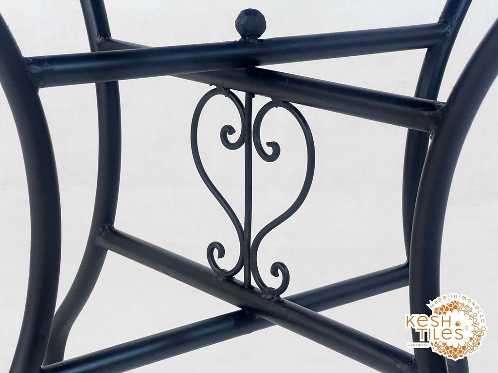 Aylin - Gray and Royal Blue Mosaic Chess Table, Handmade Moroccan Tile Table