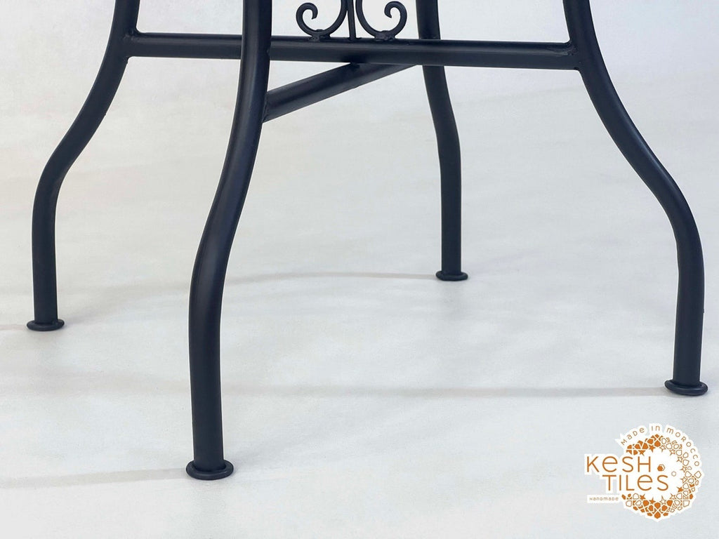 Aylin - Gray and Royal Blue Mosaic Chess Table, Handmade Moroccan Tile Table