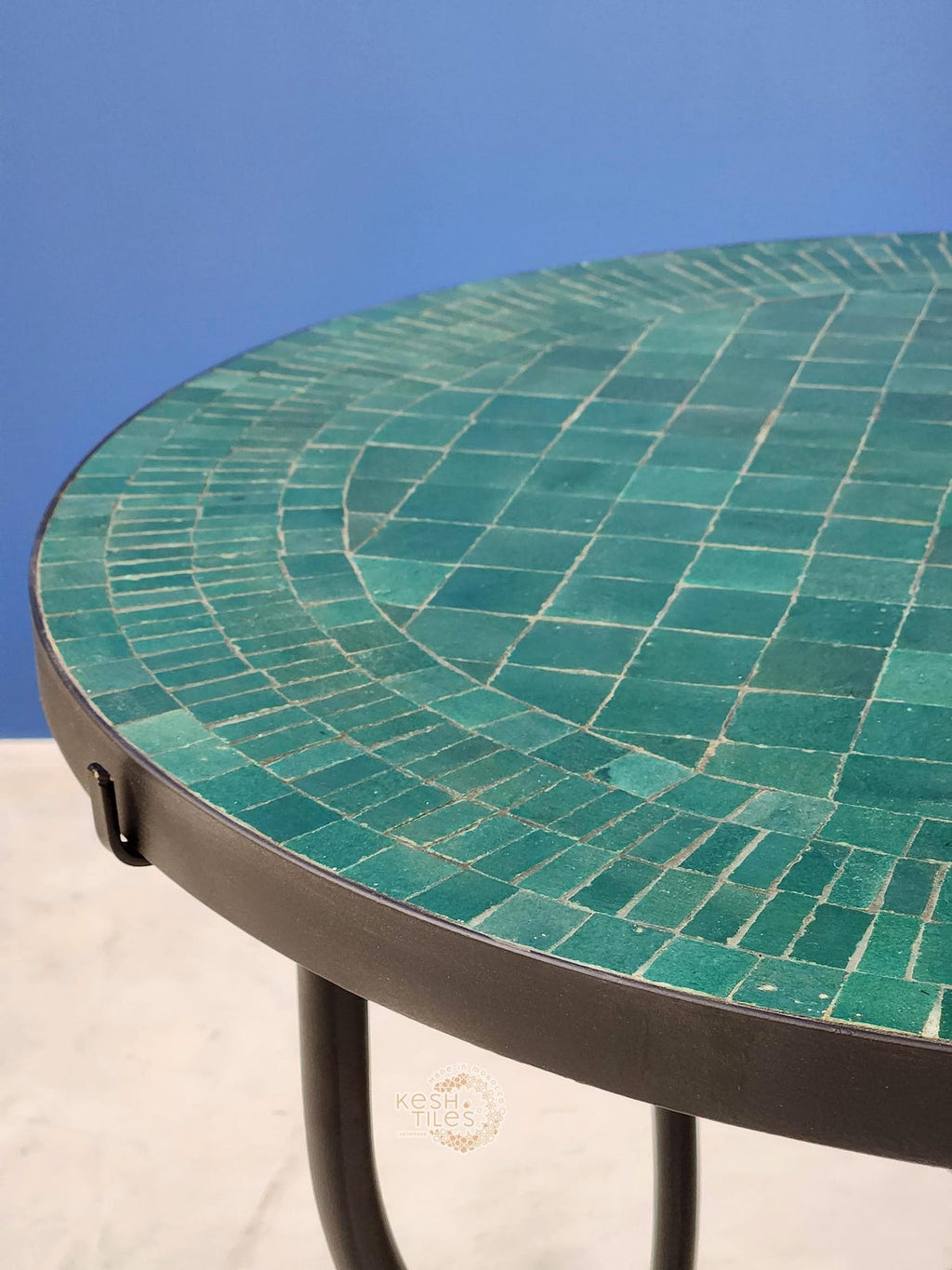 Tanirt - Green Mosaic Coffee Table, Handmade Moroccan Tile Table