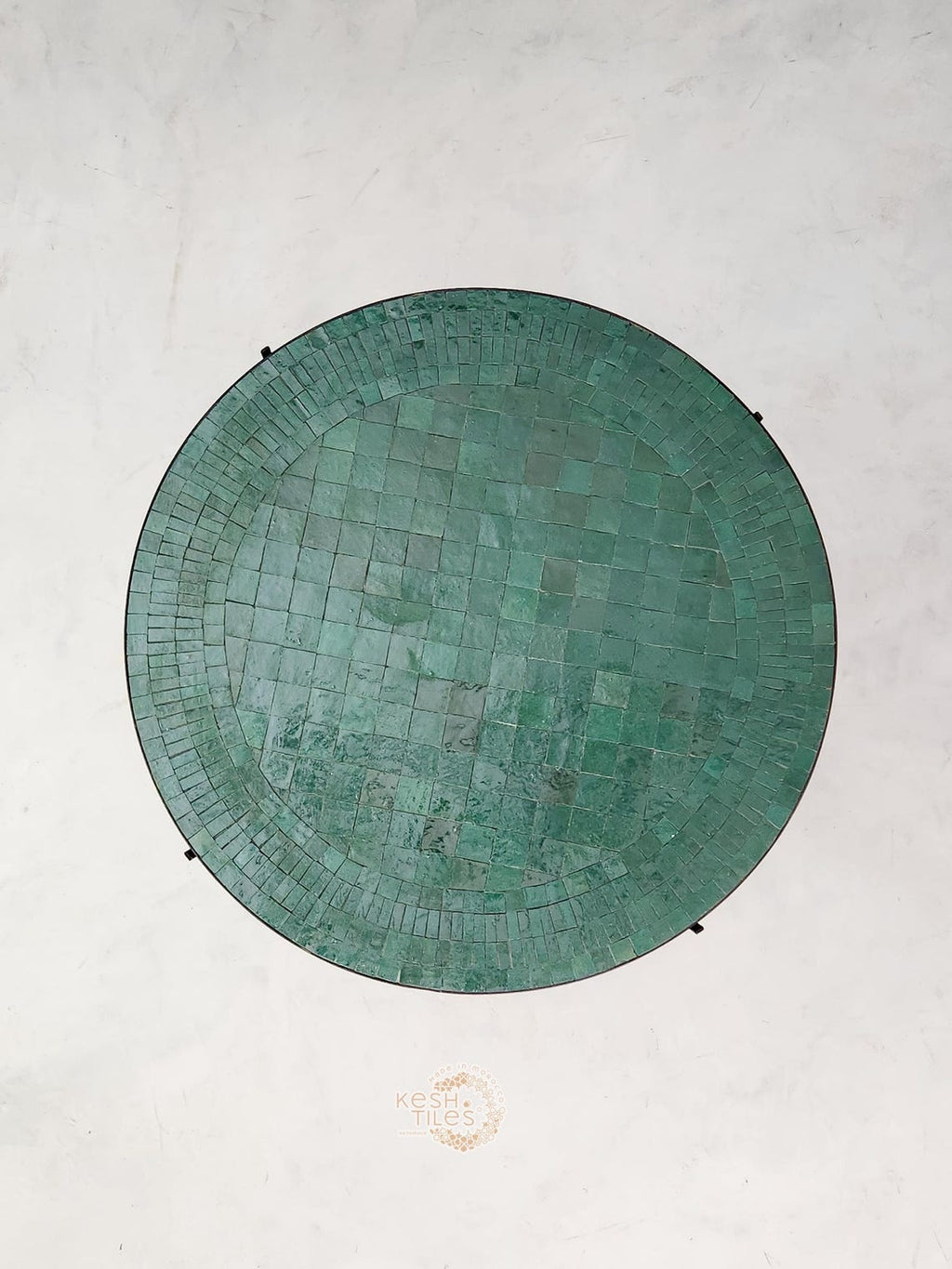 Tanirt - Green Mosaic Coffee Table, Handmade Moroccan Tile Table