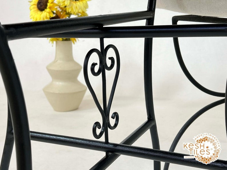 Ranya - Tealish Blue Mosaic Coffee Table, Round Handmade Zellige Table