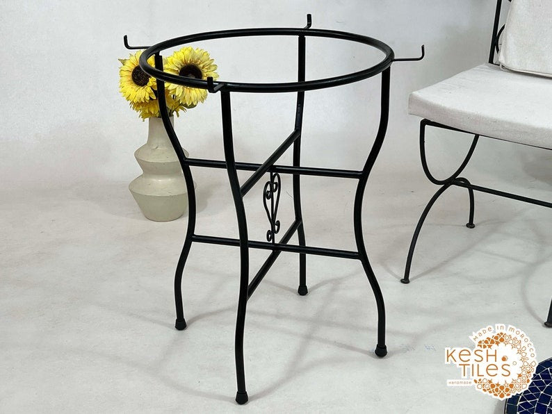 Ranya - Tealish Blue Mosaic Coffee Table, Round Handmade Zellige Table