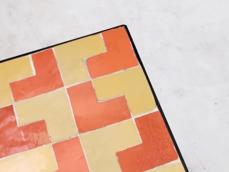 Layoun - Yellow Mosaic Coffee Table, Handmade Moroccan Zellige Low Table