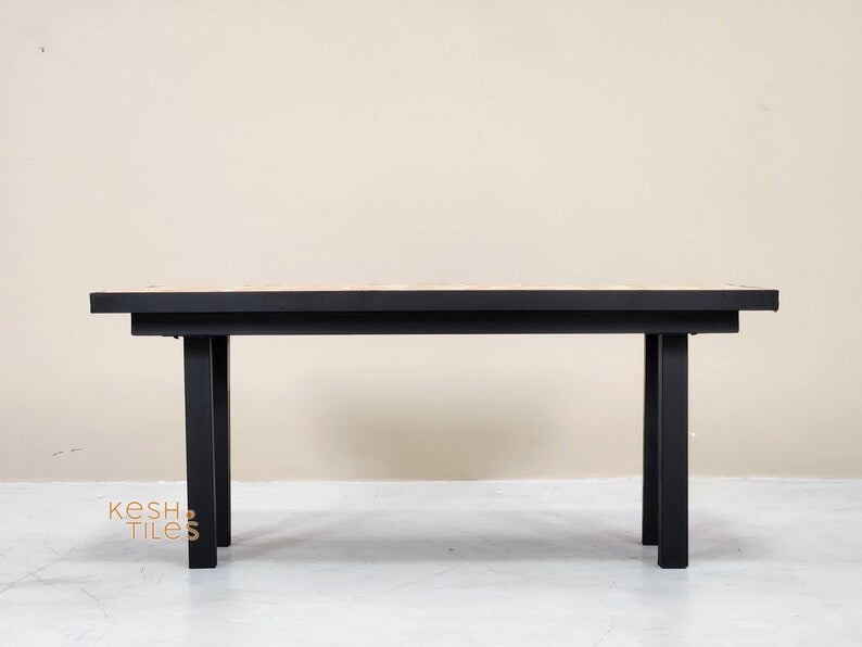 Layoun - Yellow Mosaic Coffee Table, Handmade Moroccan Zellige Low Table