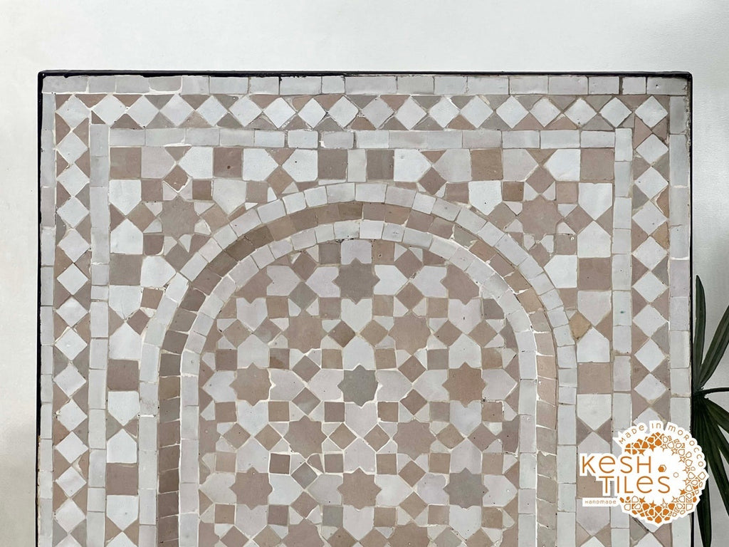 Samya - Beige Mosaic Fountain, Moroccan Zellige Tabletop Decor