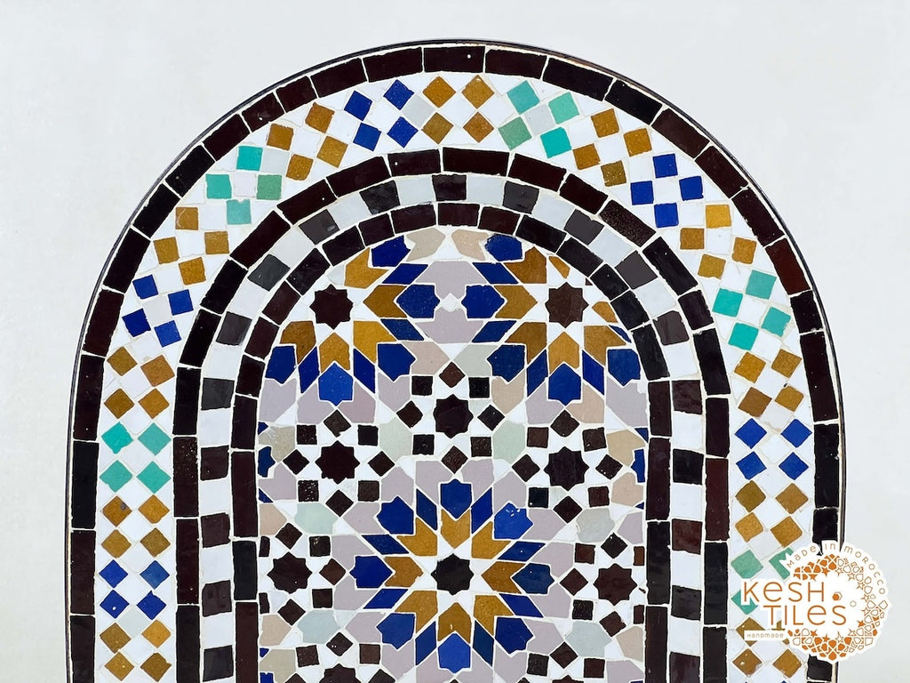 Naïla - 24K Candles Mosaic Fountain, Colorful Mid Century Zellige