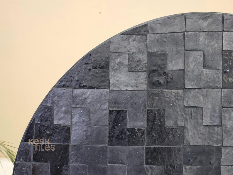 Hilal - Black Mosaic Table, Handmade Moroccan Tile Indoor Outdoor Table