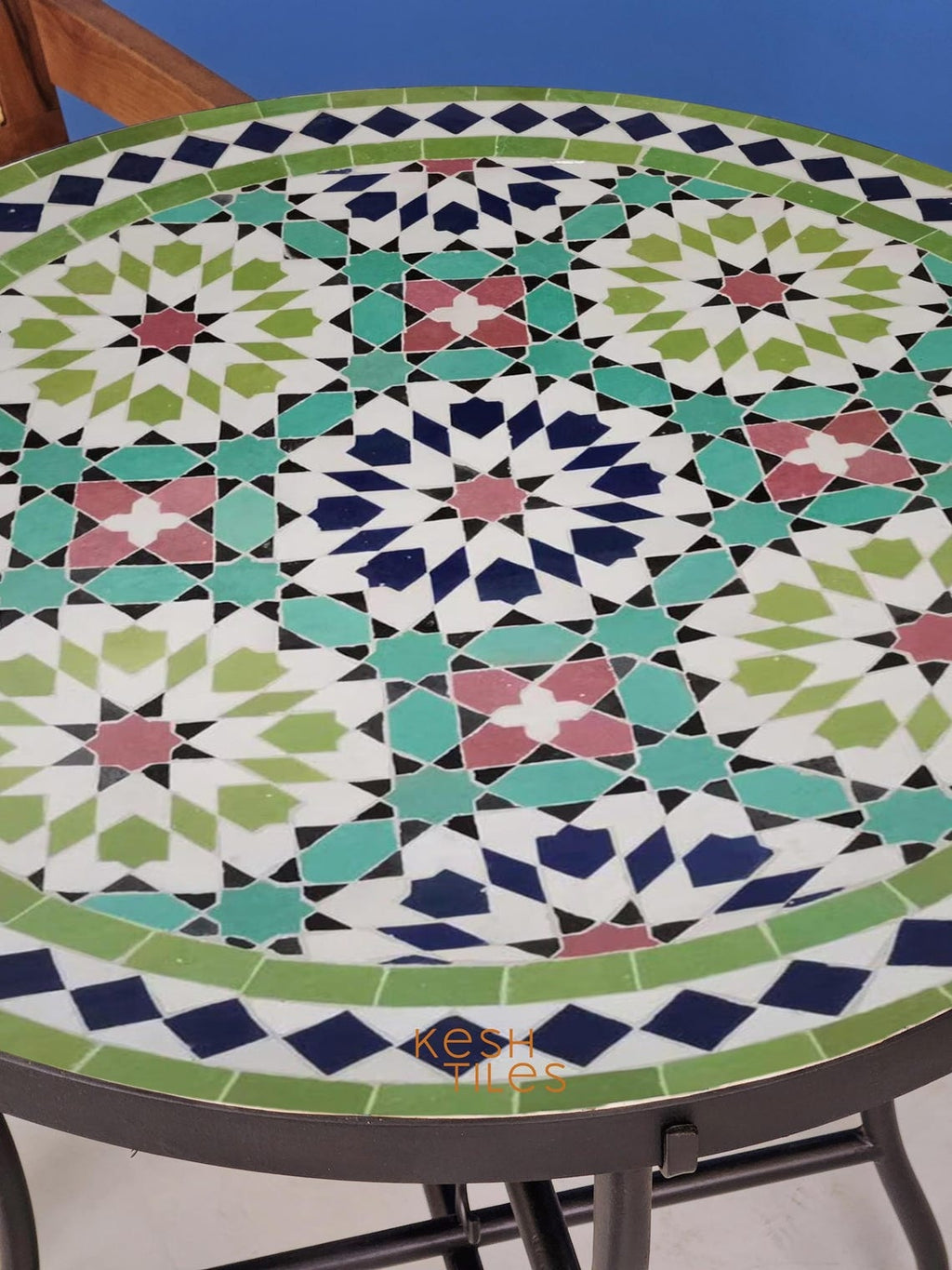 Farah- Colorful Mosaic Tile Table, Moroccan Andalusian Design