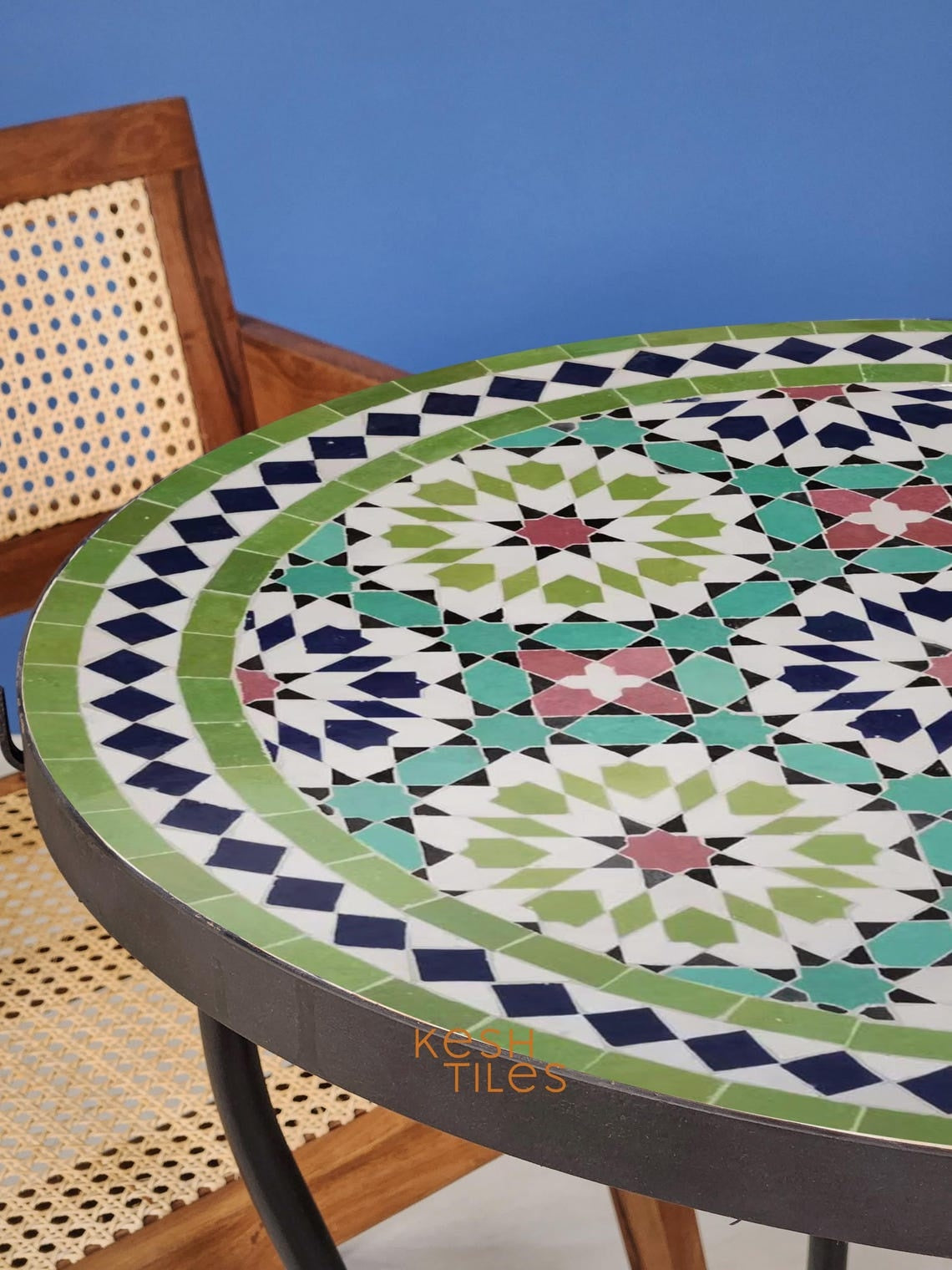 Farah- Colorful Mosaic Tile Table, Moroccan Andalusian Design