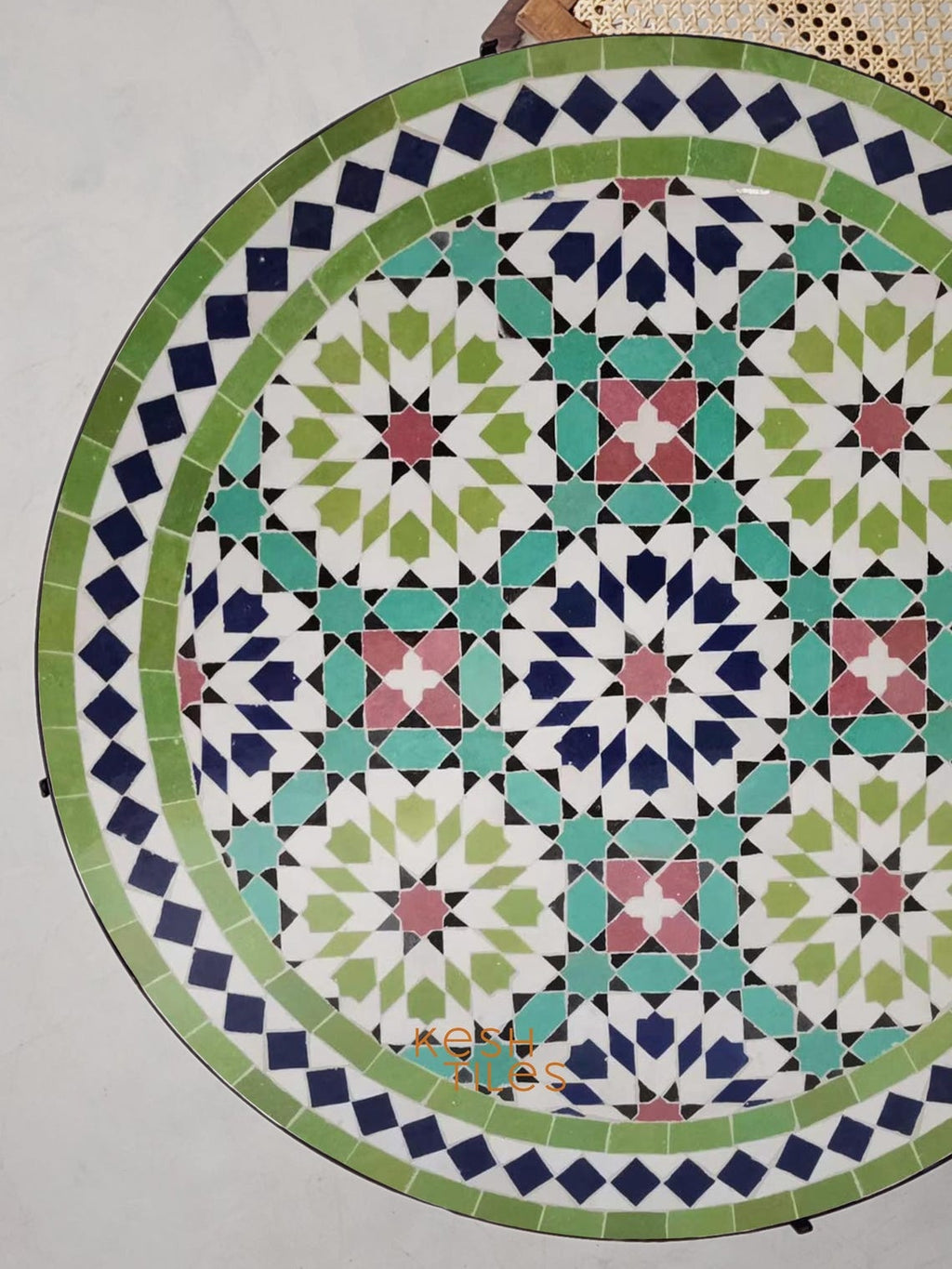 Farah- Colorful Mosaic Tile Table, Moroccan Andalusian Design