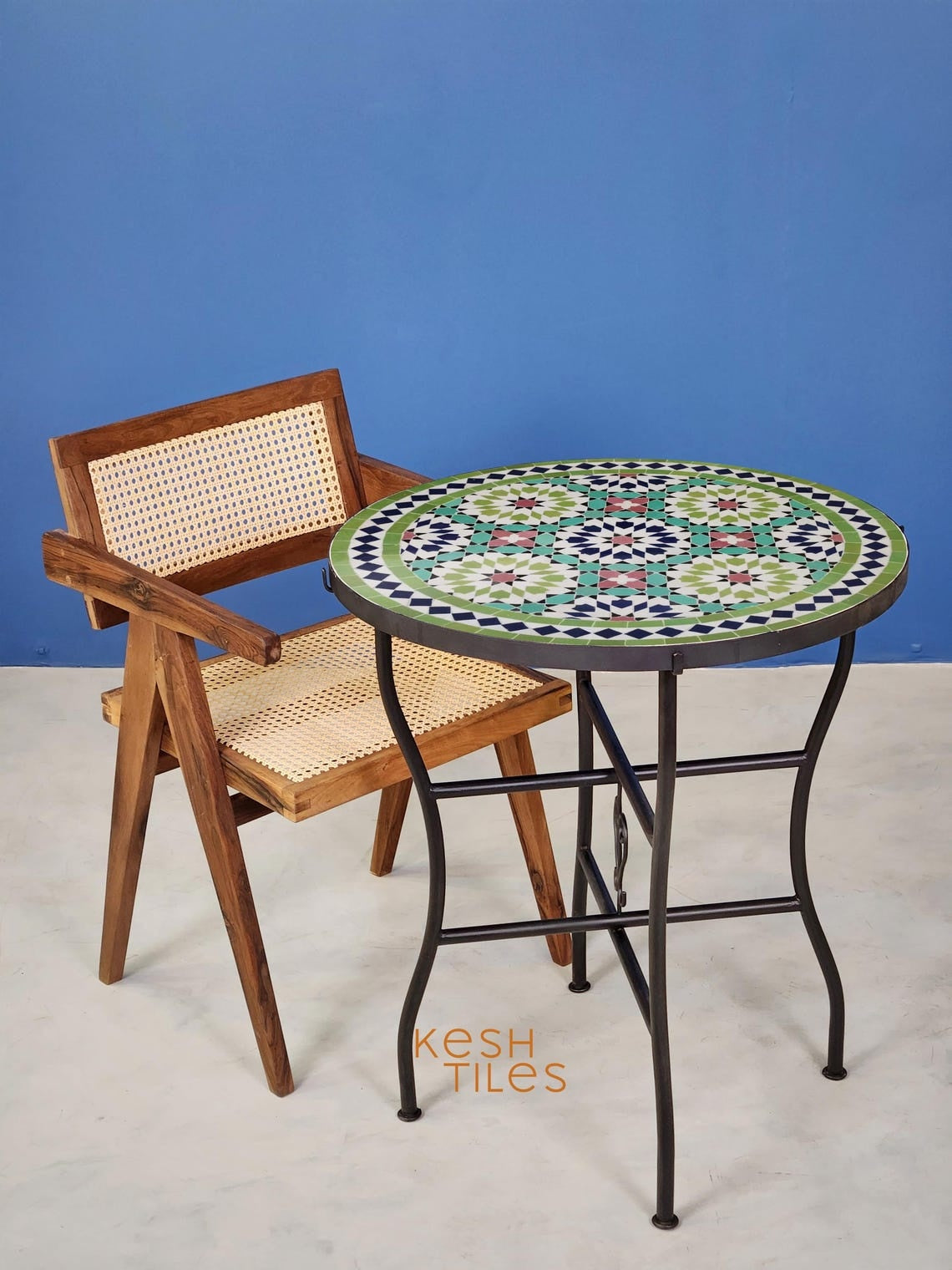 Farah- Colorful Mosaic Tile Table, Moroccan Andalusian Design