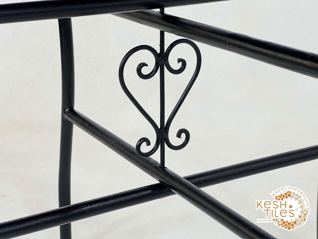 Malak - Colorful Moroccan Mosaic Patio Table, Handmade Zellige Geometric Design