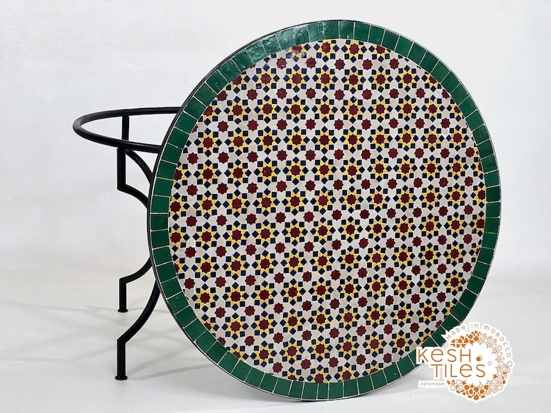 Asirem - Custom Mosaic Table, Handmade Colorful Zellige Patio Table