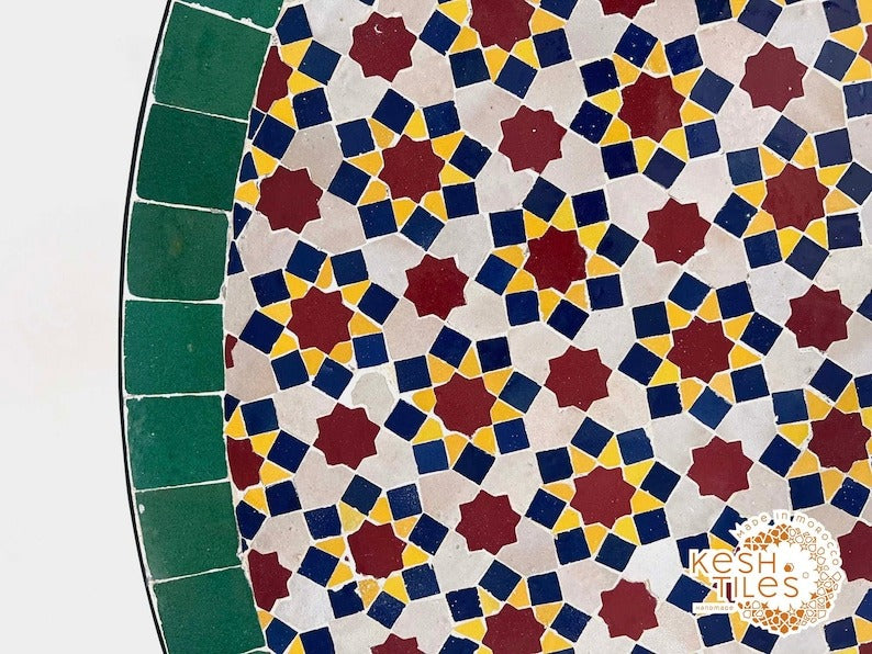 Asirem - Custom Mosaic Table, Handmade Colorful Zellige Patio Table