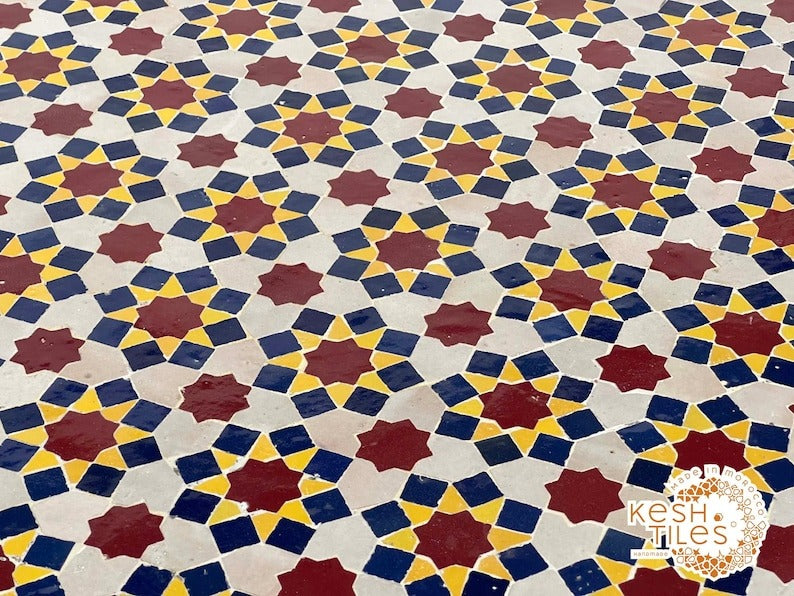 Asirem - Custom Mosaic Table, Handmade Colorful Zellige Patio Table