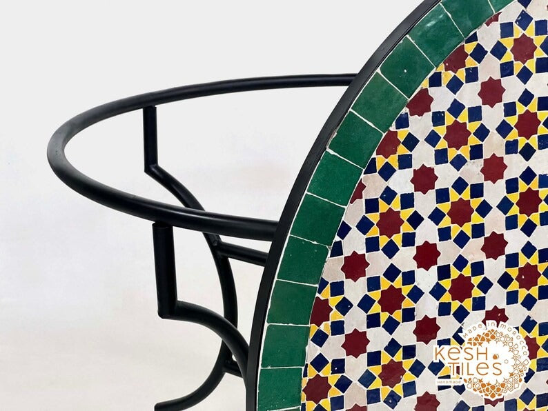 Asirem - Custom Mosaic Table, Handmade Colorful Zellige Patio Table