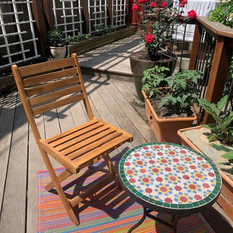 Asirem - Custom Mosaic Table, Handmade Colorful Zellige Patio Table