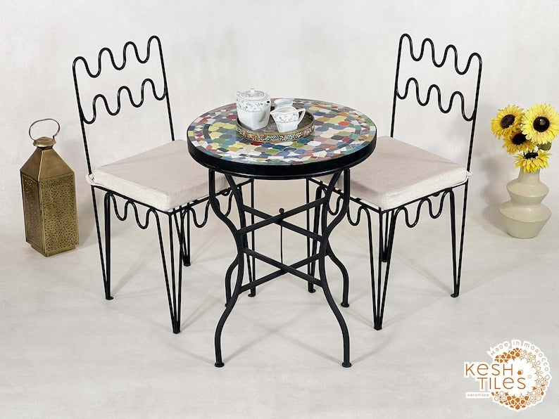 Chella - Custom Colorful Mosaic Table, Handmade Moroccan Patio Table
