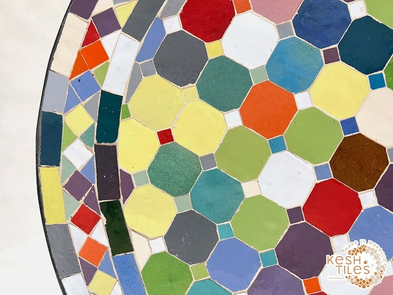 Chella - Custom Colorful Mosaic Table, Handmade Moroccan Patio Table