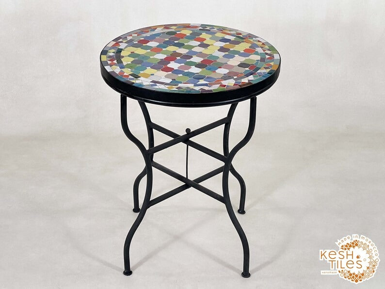 Chella - Custom Colorful Mosaic Table, Handmade Moroccan Patio Table