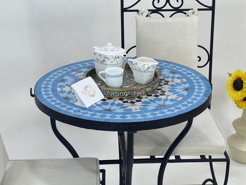 Jamila - Custom Mosaic Table, Handmade Moroccan Tile Patio Table