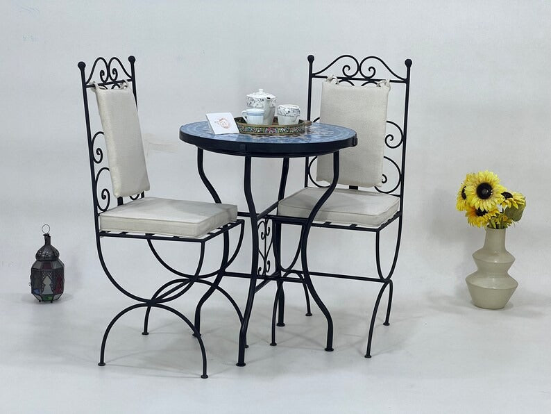 Jamila - Custom Mosaic Table, Handmade Moroccan Tile Patio Table