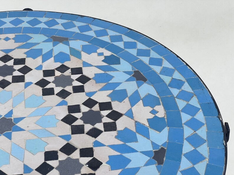 Jamila - Custom Mosaic Table, Handmade Moroccan Tile Patio Table