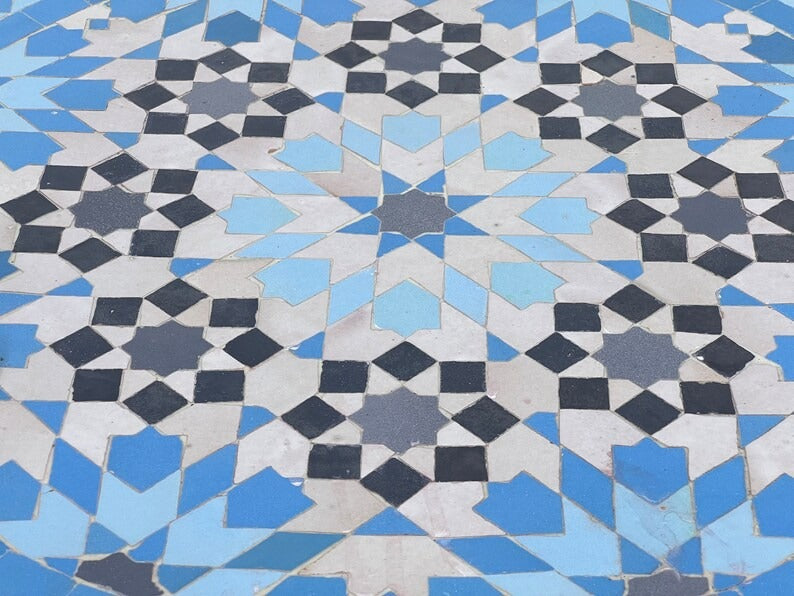 Jamila - Custom Mosaic Table, Handmade Moroccan Tile Patio Table