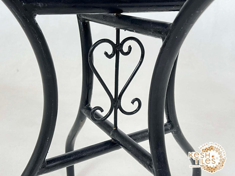 Tassili - Cyan Blue Mosaic Table, Handmade Moroccan Zellige Patio Decor