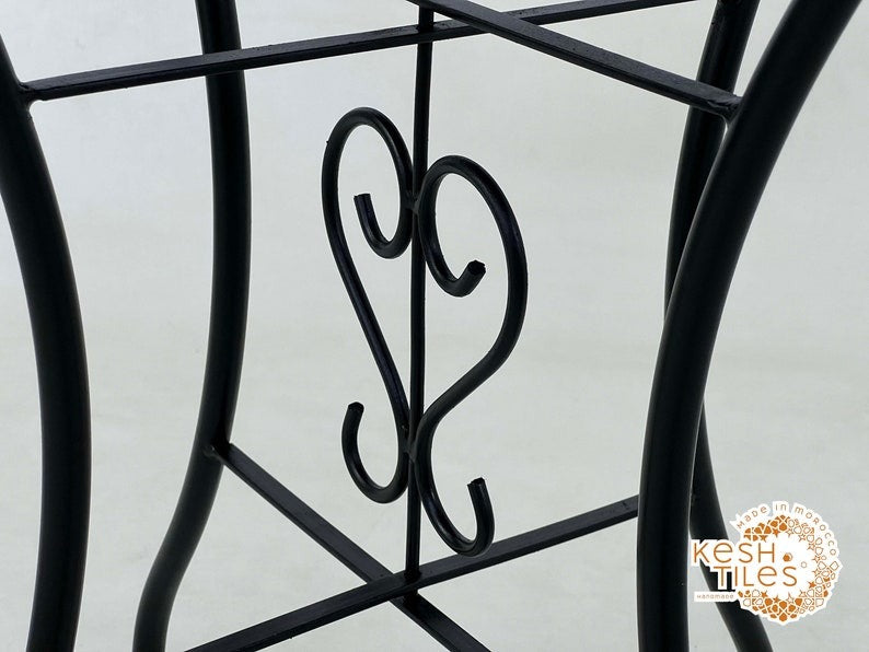 Samawi - Gray and Red Mosaic Table, Handmade Moroccan Tile Table