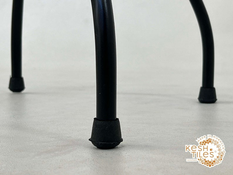 Samawi - Gray and Red Mosaic Table, Handmade Moroccan Tile Table