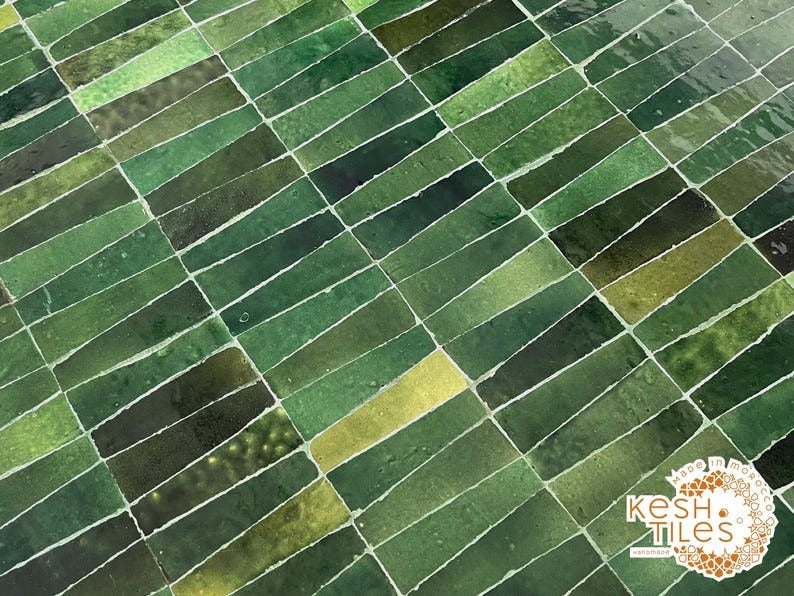 Tislit - Tamegroute Green Mosaic Table, Handmade Moroccan Tile Table