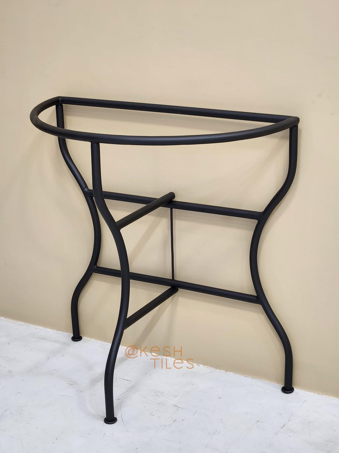 Taziri - Green and White Mosaic Console Table, Half Moon Handmade Zellige Table