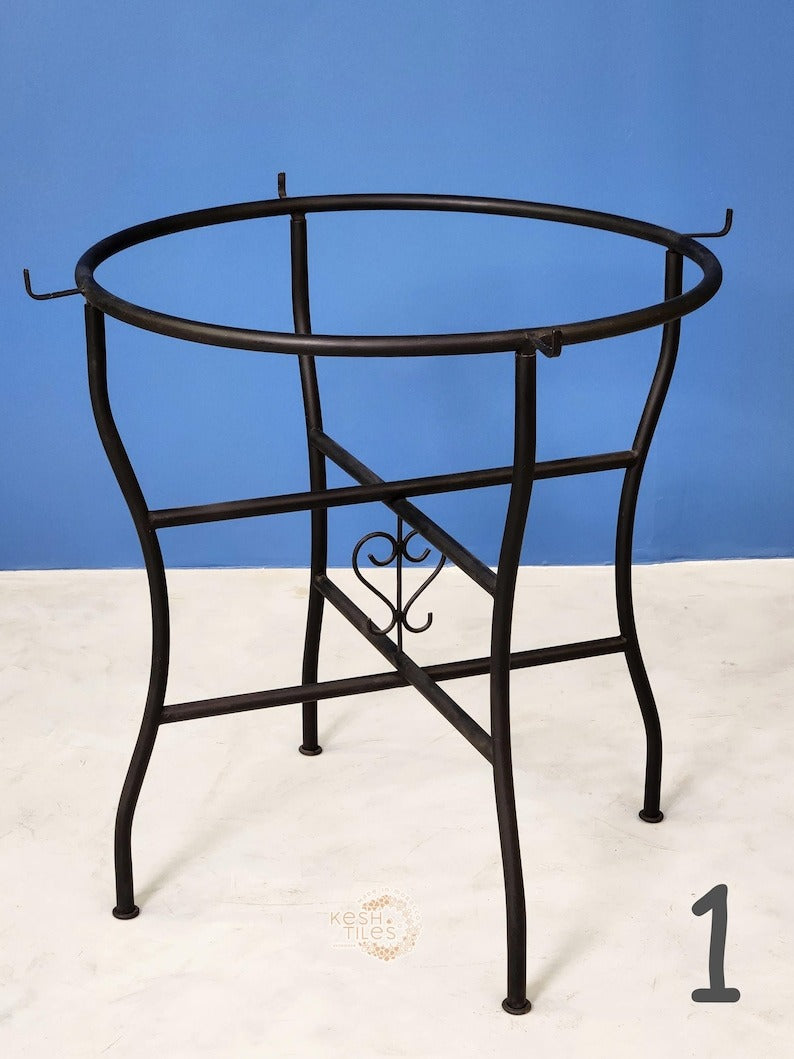 Assil - Turquoise Mosaic Table, Handmade Herringbone Moroccan Patio Table