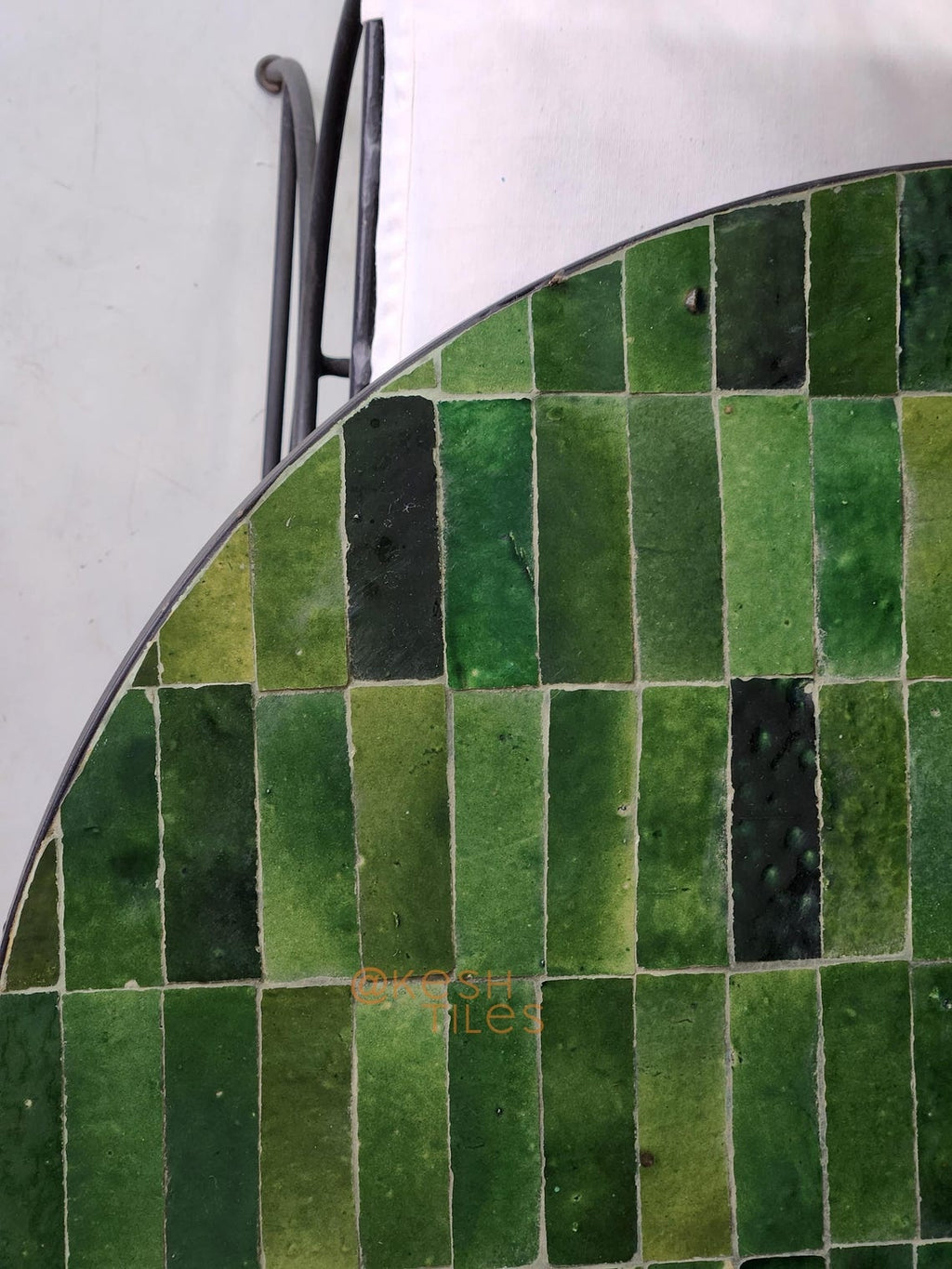 Khadija - Green Mosaic Oval Table, Handmade Moroccan Zellige Patio Table