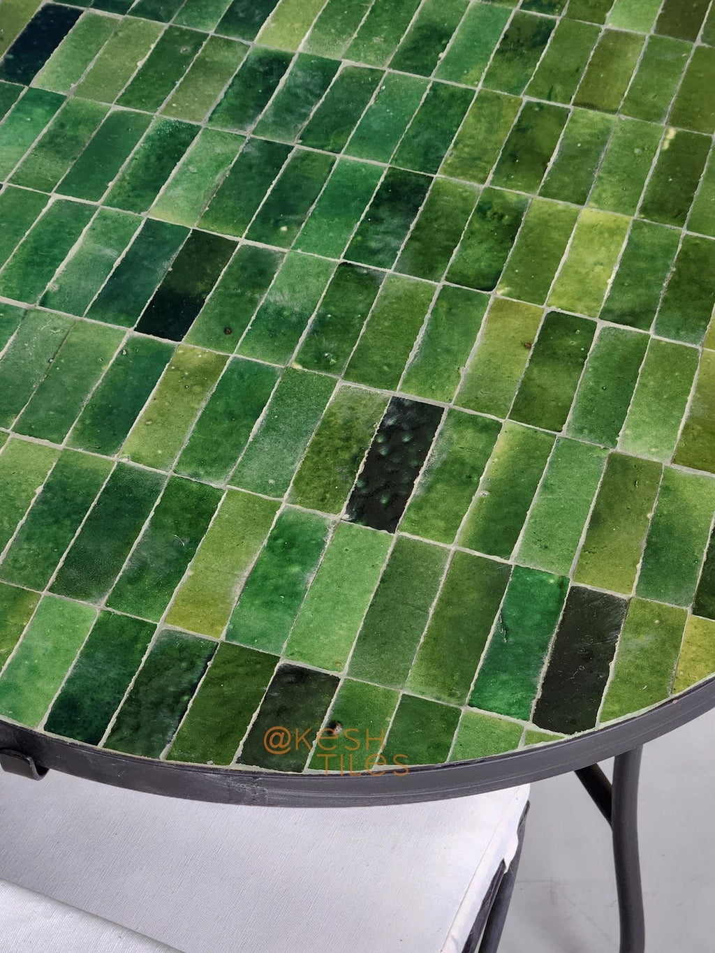 Khadija - Green Mosaic Oval Table, Handmade Moroccan Zellige Patio Table