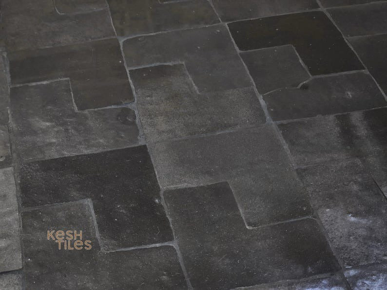 Laila - Black Mosaic Table, Handmade Rectangular Moroccan Zellige Table