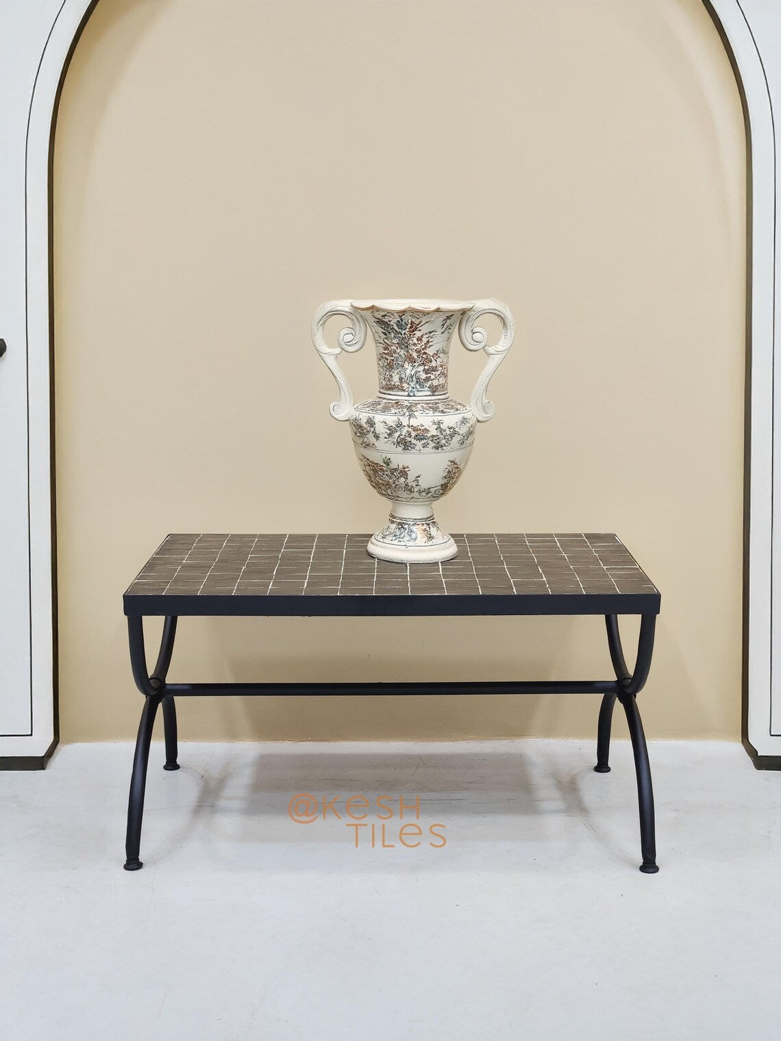 Soulayma - Rectangular Black Mosaic Table, Handmade Moroccan Zellige Custom Design