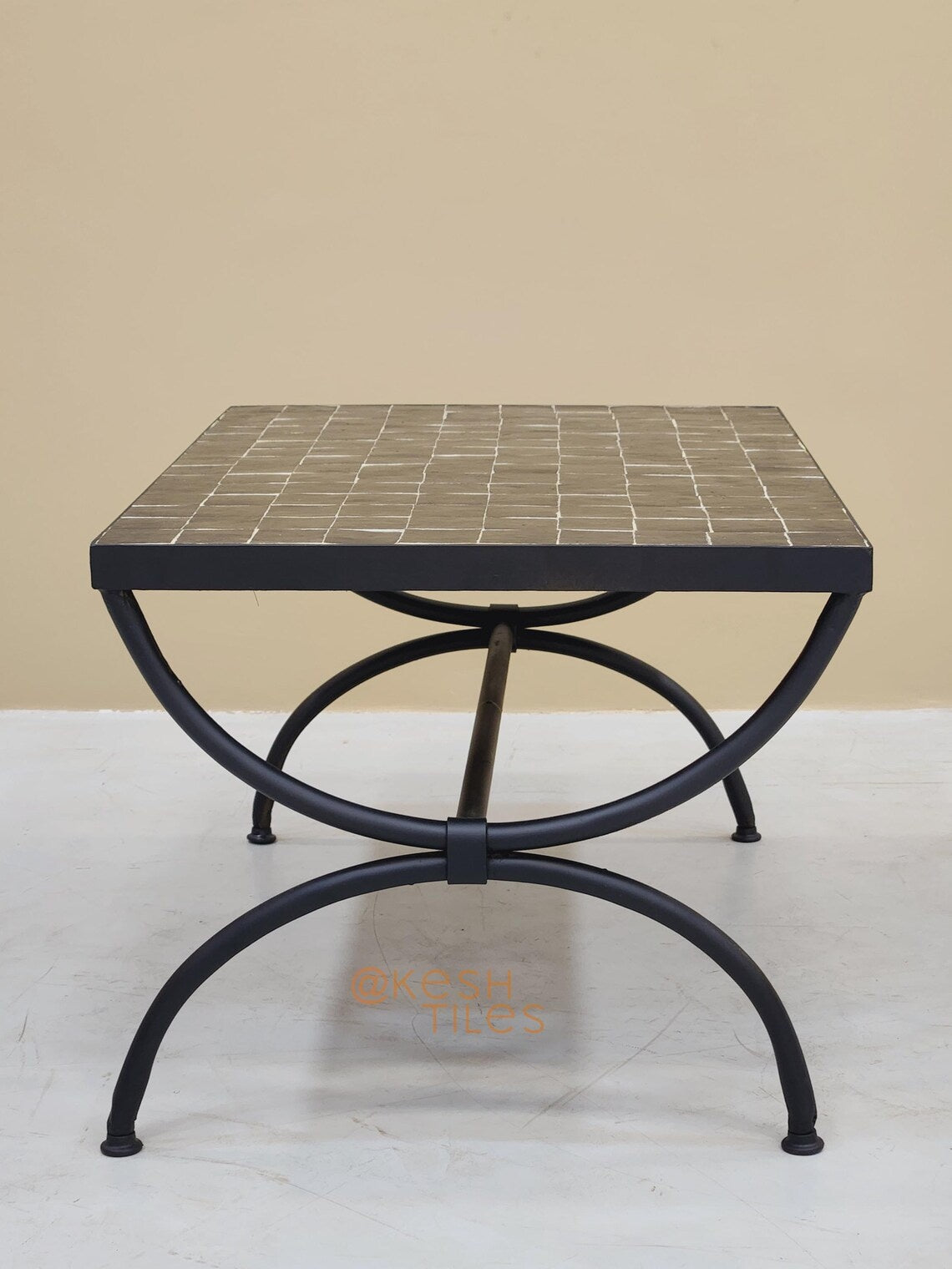 Soulayma - Rectangular Black Mosaic Table, Handmade Moroccan Zellige Custom Design