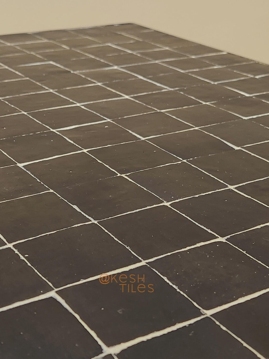 Soulayma - Rectangular Black Mosaic Table, Handmade Moroccan Zellige Custom Design