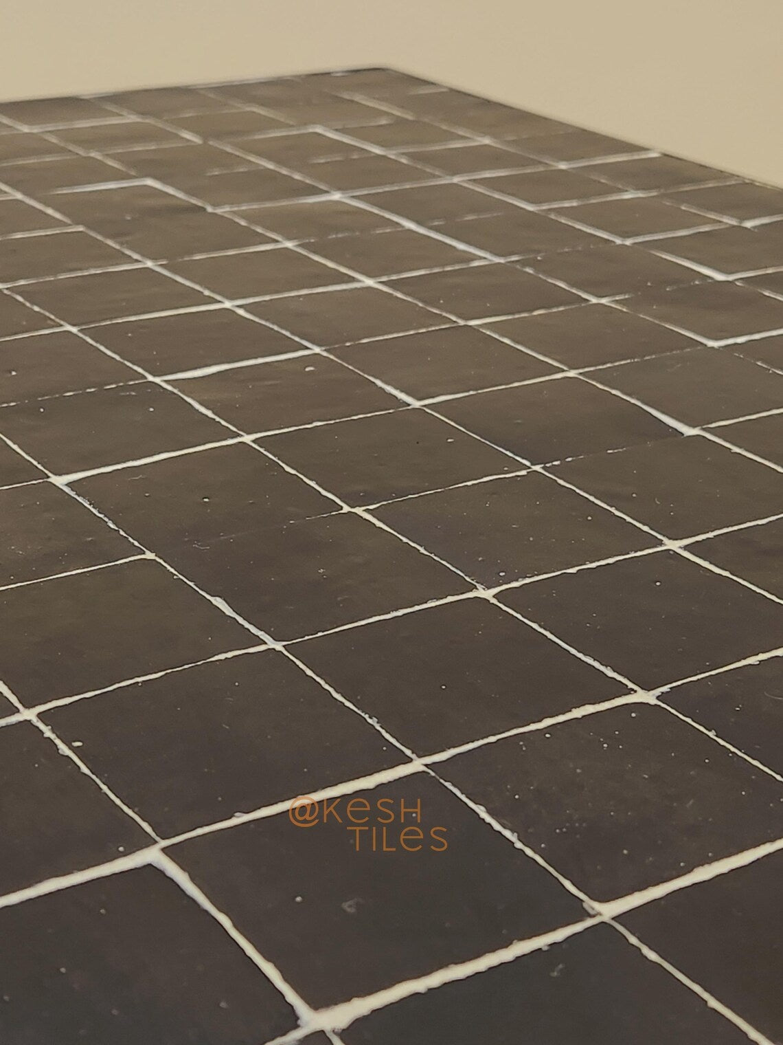 Soulayma - Rectangular Black Mosaic Table, Handmade Moroccan Zellige Custom Design