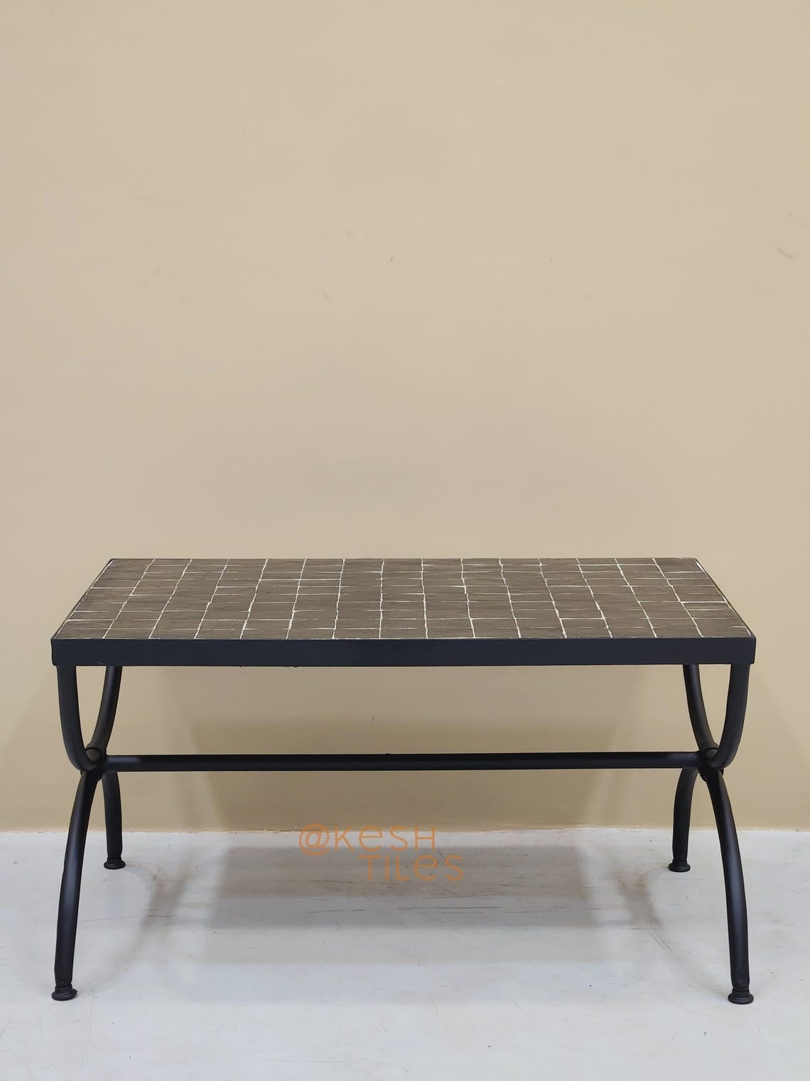 Soulayma - Rectangular Black Mosaic Table, Handmade Moroccan Zellige Custom Design