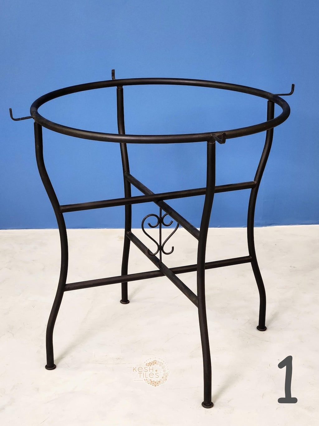 Ifri - Blue Mosaic Table, Round Handmade Moroccan Zellige Table