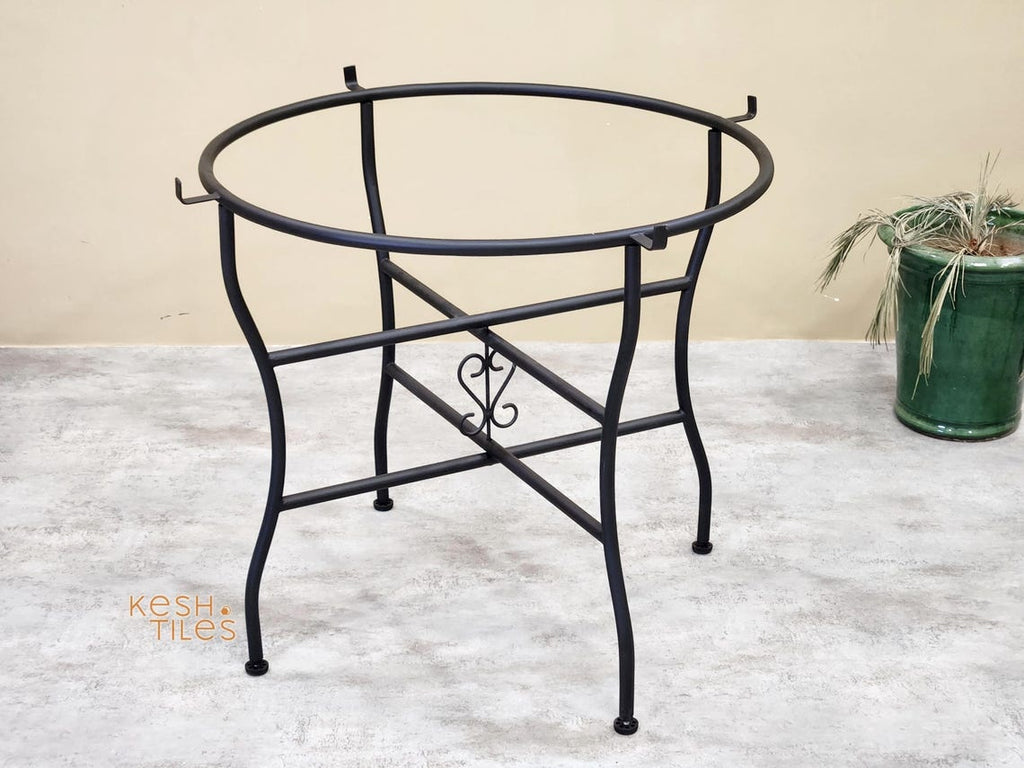 Tissilt - Blue Mosaic Table, Round Handmade Zellige Flower Patio Table