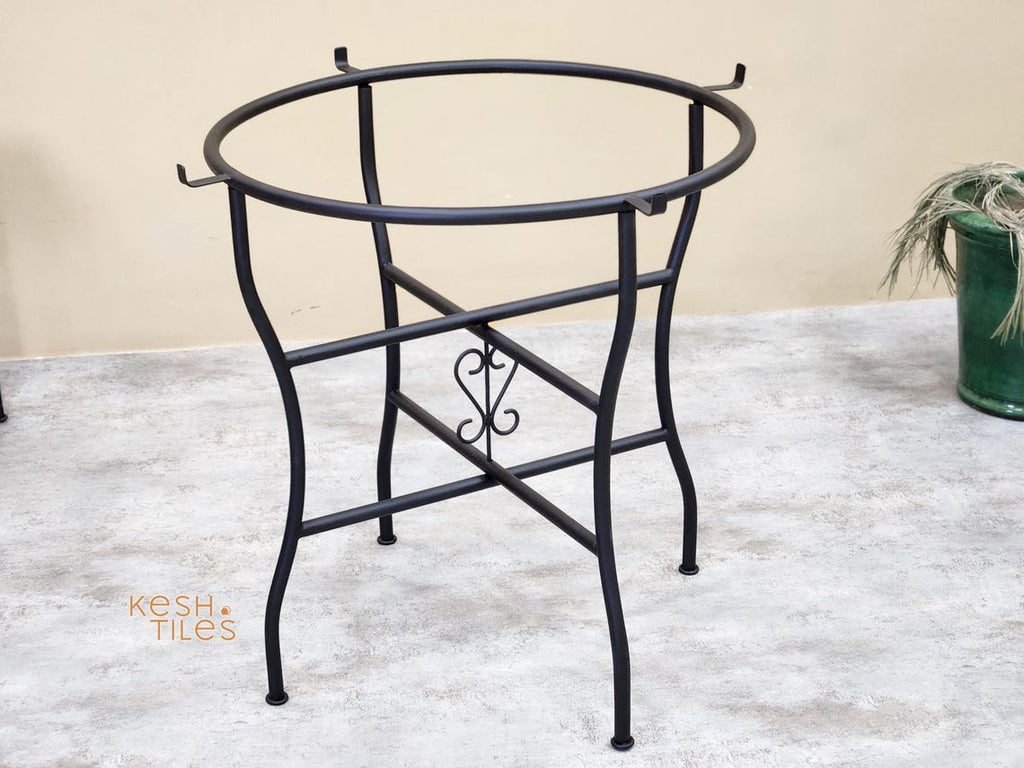 Tazdayt- Round Mosaic Table, Charcoal Grey and Turquoise Zellige Coffee Table