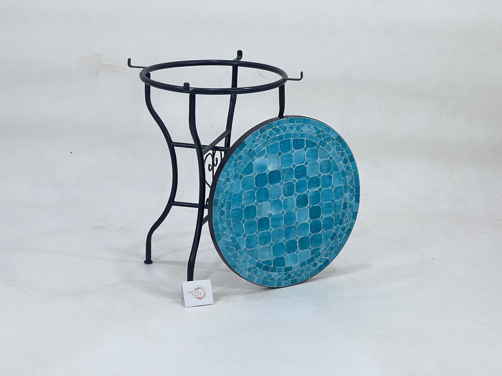 Ameni - Round Mosaic Table, Handmade Moroccan Colorful Tile Table