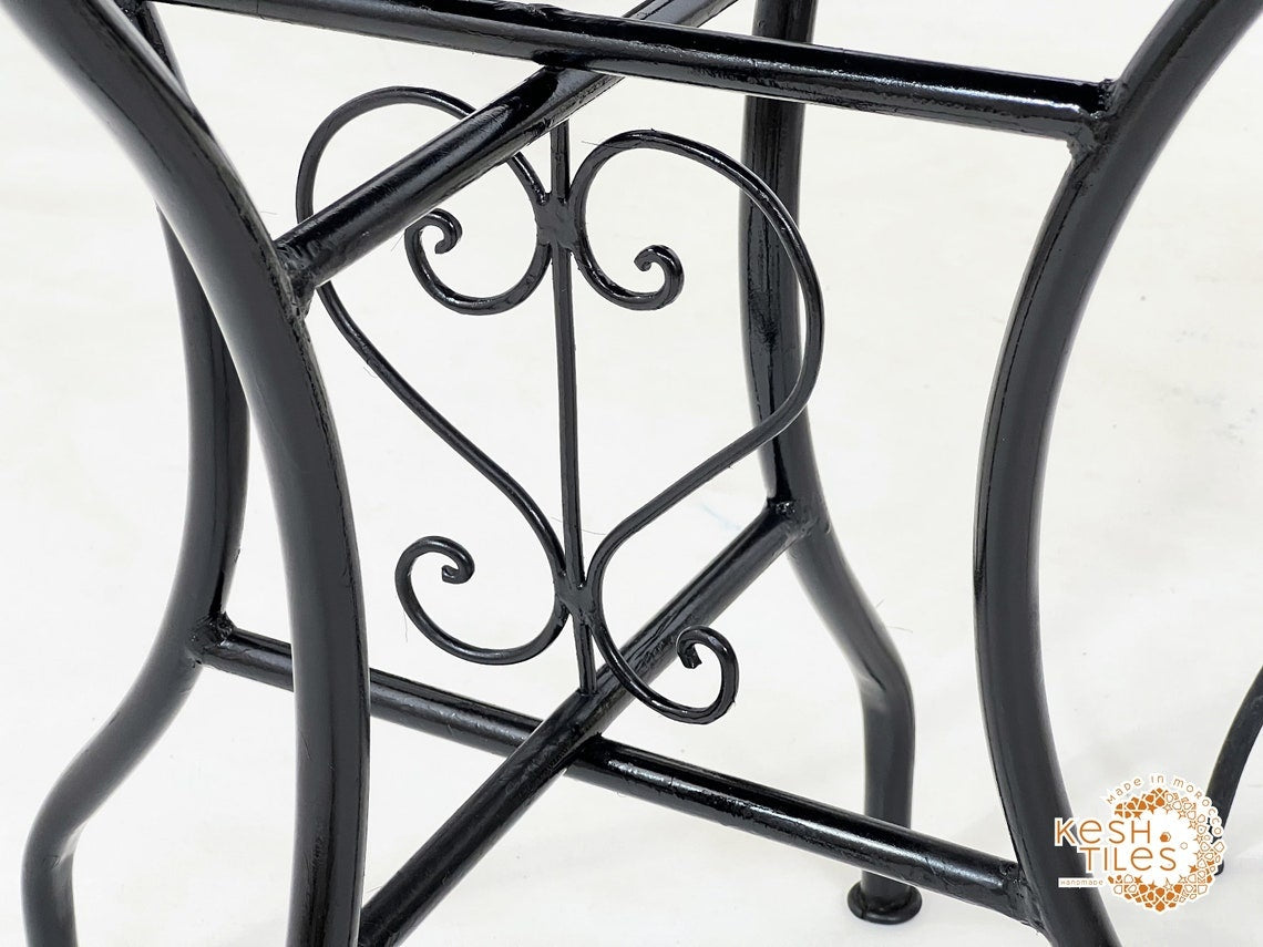 Samira - Colorful Mosaic Table, Round Handmade Moroccan Zellige Patio Table