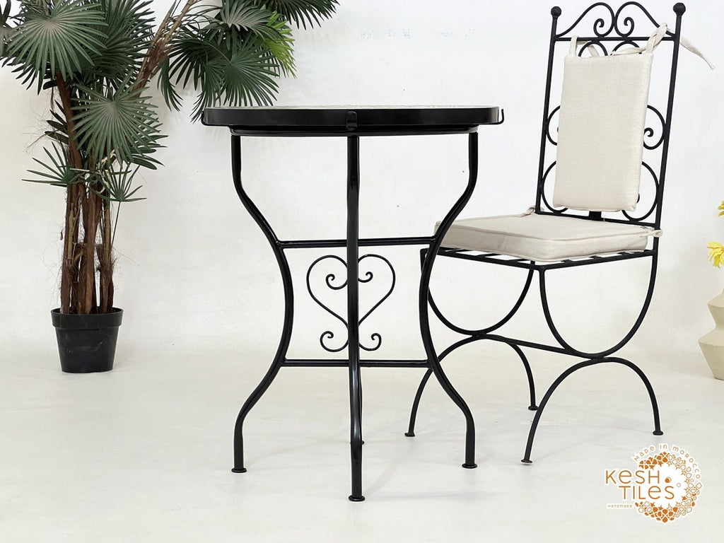 Samira - Colorful Mosaic Table, Round Handmade Moroccan Zellige Patio Table