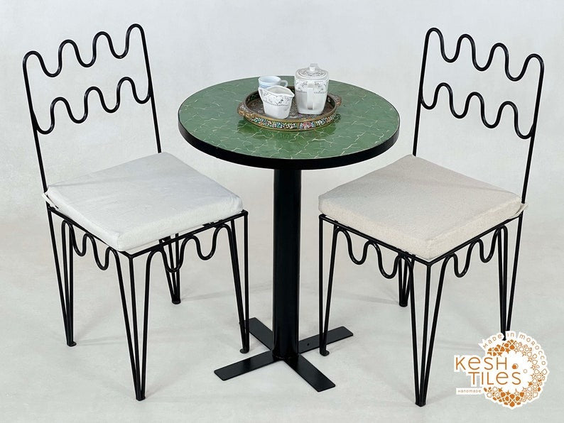 Habib - Green Mosaic Tile Table, Handmade Moroccan Coffee Table