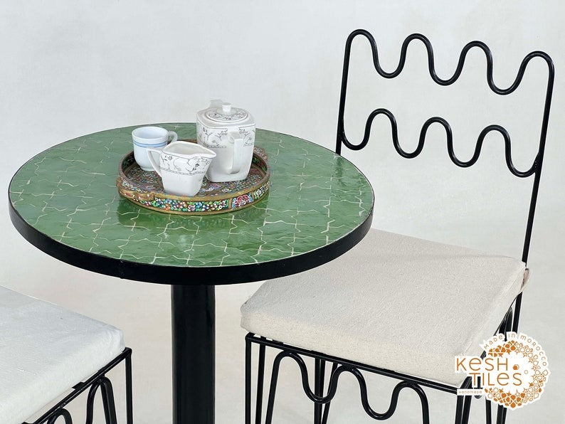 Habib - Green Mosaic Tile Table, Handmade Moroccan Coffee Table